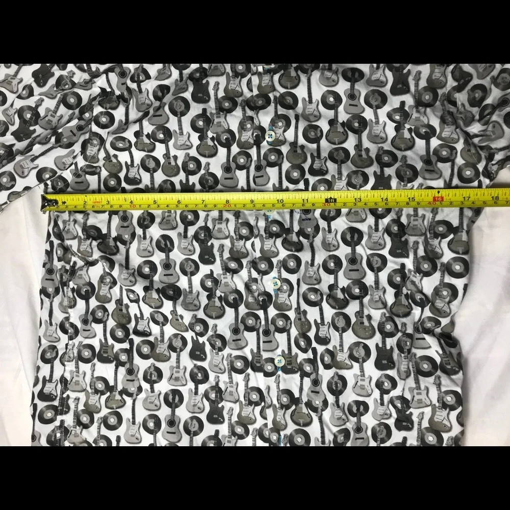AGE OF WISDOM Guitar Print Button Down Dress Shirt 12-14 Boys